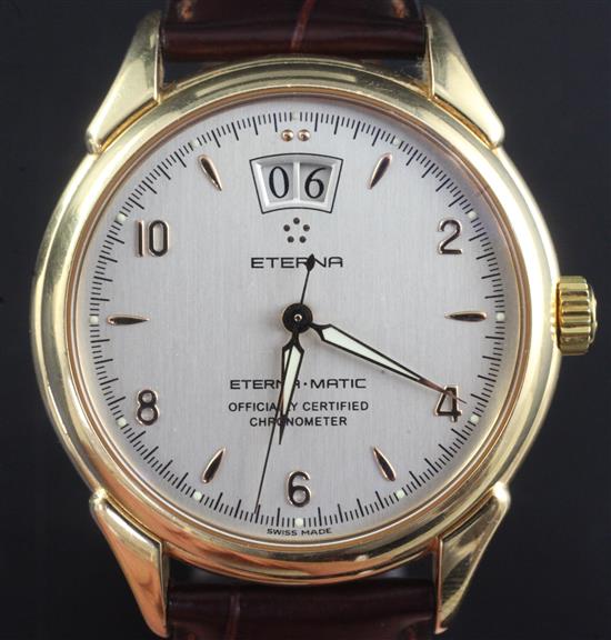 A gentlemans 18ct gold Eterna Matic 1948 replica model automatic officially certified chronometer wrist watch,